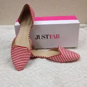 Red/white striped flats